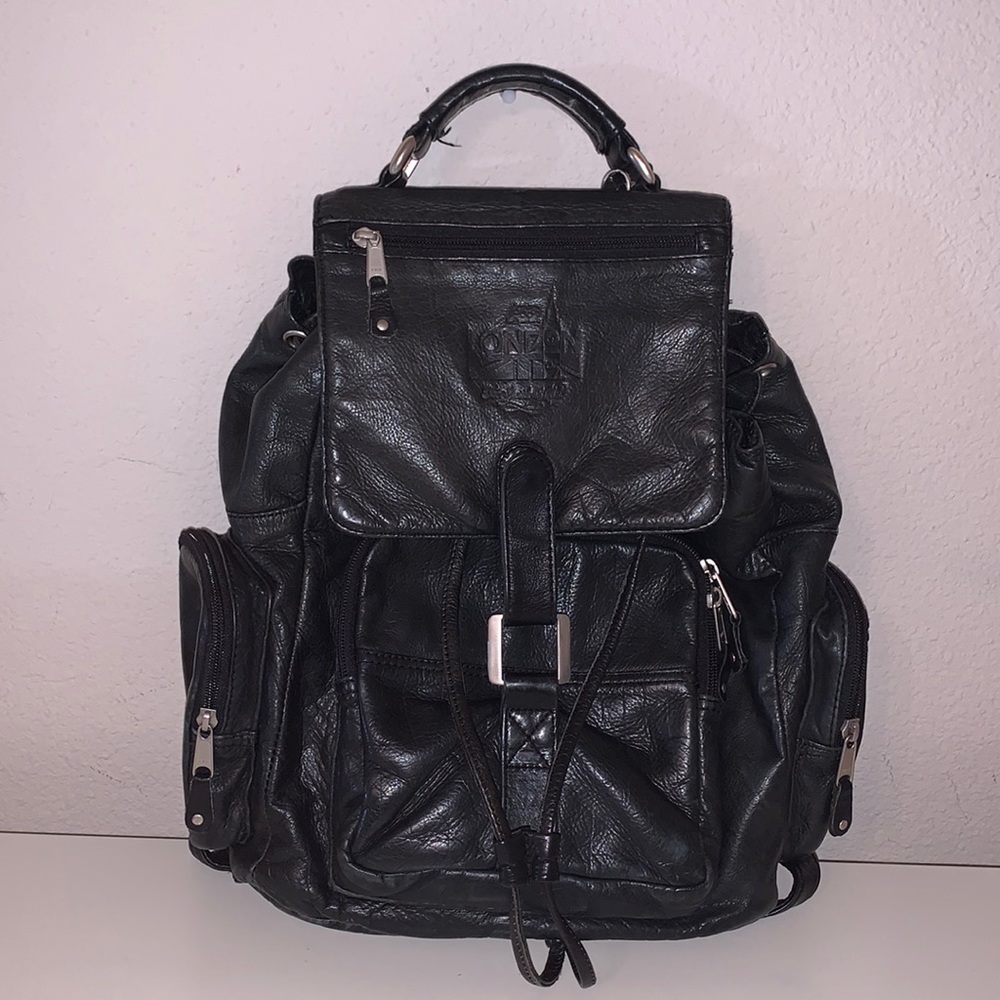 Canyon outback Black leather backpack